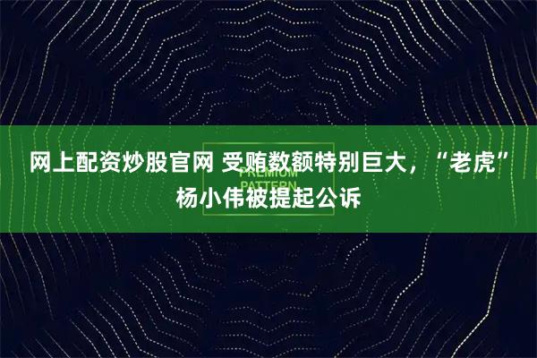 网上配资炒股官网 受贿数额特别巨大，“老虎”杨小伟被提起公诉